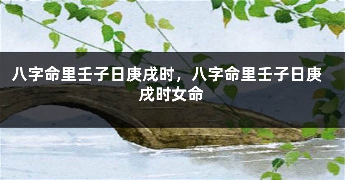 八字命里壬子日庚戌时，八字命里壬子日庚戌时女命