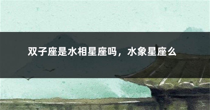 双子座是水相星座吗，水象星座么