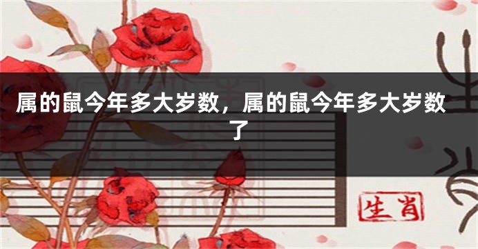 属的鼠今年多大岁数，属的鼠今年多大岁数了
