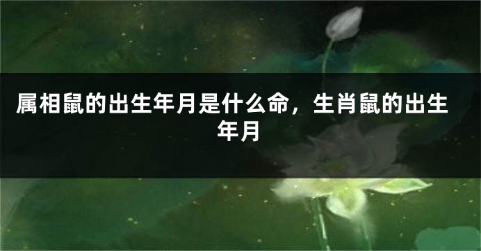 属相鼠的出生年月是什么命，生肖鼠的出生年月