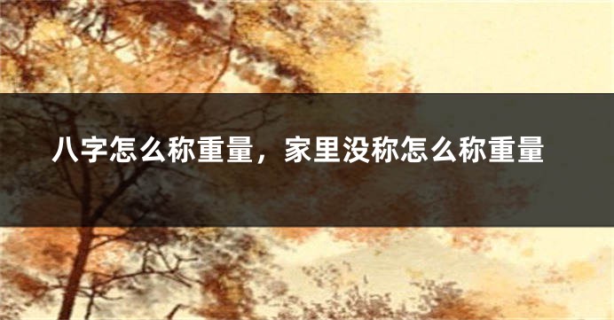 八字怎么称重量，家里没称怎么称重量