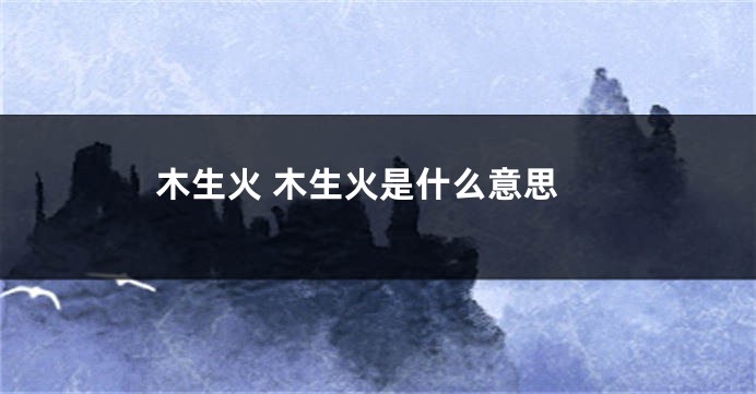 木生火 木生火是什么意思