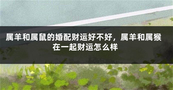 属羊和属鼠的婚配财运好不好，属羊和属猴在一起财运怎么样