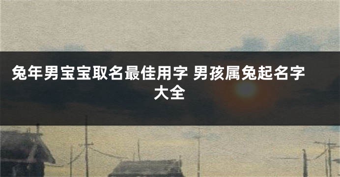 兔年男宝宝取名最佳用字 男孩属兔起名字大全