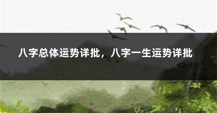 八字总体运势详批，八字一生运势详批
