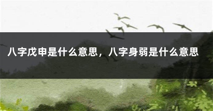 八字戊申是什么意思，八字身弱是什么意思