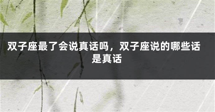 双子座最了会说真话吗，双子座说的哪些话是真话