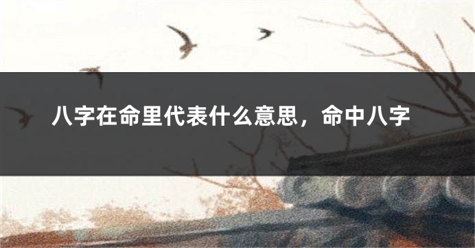 八字在命里代表什么意思，命中八字