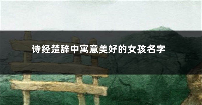 诗经楚辞中寓意美好的女孩名字