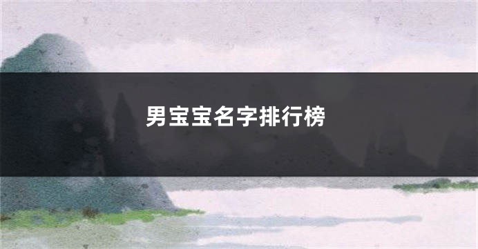 男宝宝名字排行榜