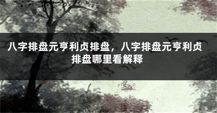 八字排盘元亨利贞排盘，八字排盘元亨利贞排盘哪里看解释