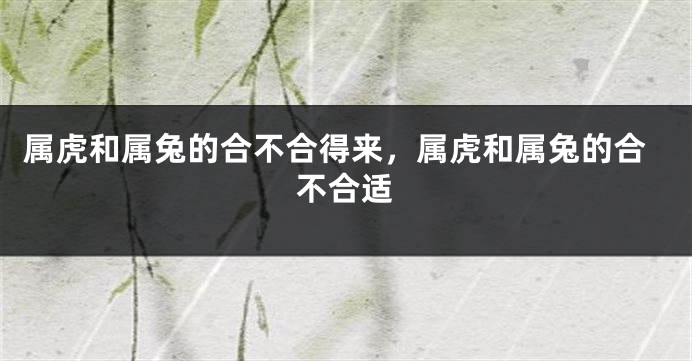属虎和属兔的合不合得来，属虎和属兔的合不合适