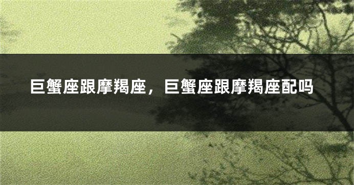 巨蟹座跟摩羯座，巨蟹座跟摩羯座配吗