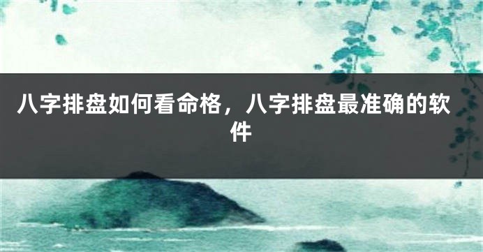 八字排盘如何看命格，八字排盘最准确的软件