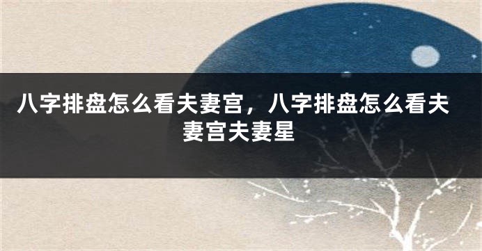 八字排盘怎么看夫妻宫，八字排盘怎么看夫妻宫夫妻星