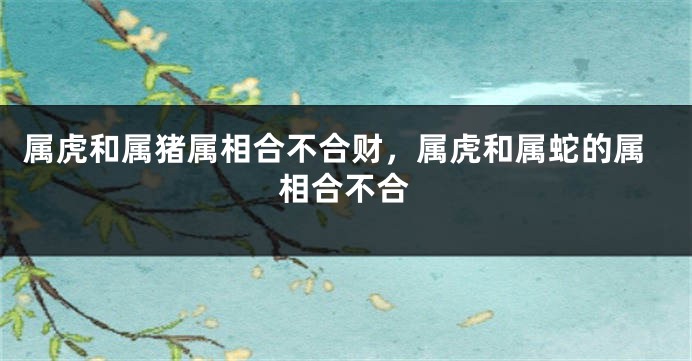 属虎和属猪属相合不合财，属虎和属蛇的属相合不合