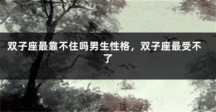 双子座最靠不住吗男生性格，双子座最受不了
