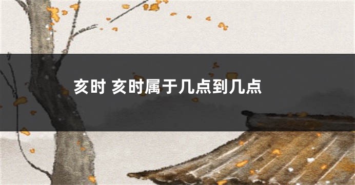 亥时 亥时属于几点到几点