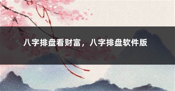 八字排盘看财富，八字排盘软件版