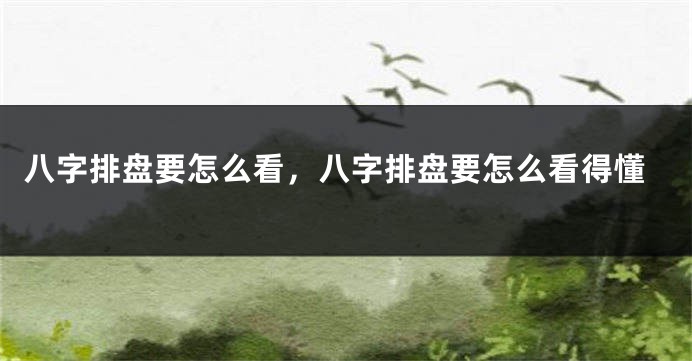 八字排盘要怎么看，八字排盘要怎么看得懂