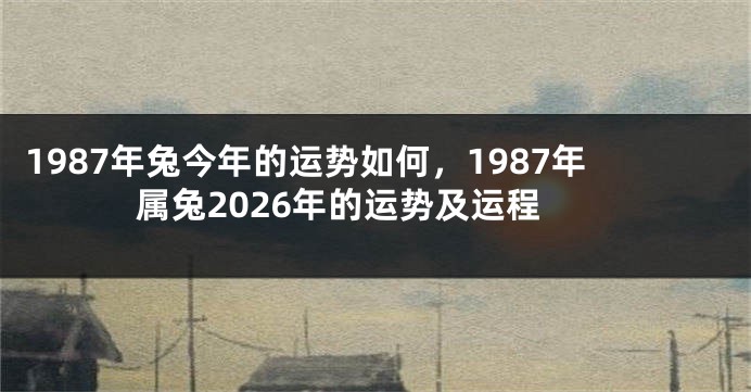 1987年兔今年的运势如何，1987年属兔2026年的运势及运程
