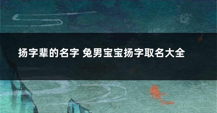扬字辈的名字 兔男宝宝扬字取名大全