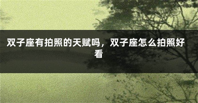 双子座有拍照的天赋吗，双子座怎么拍照好看