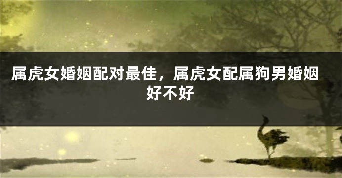 属虎女婚姻配对最佳，属虎女配属狗男婚姻好不好