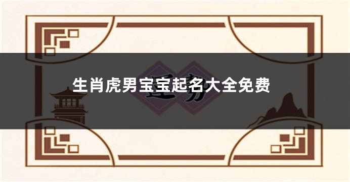 生肖虎男宝宝起名大全免费