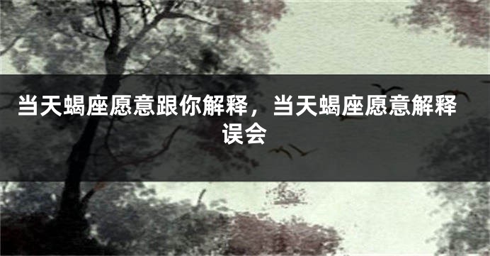 当天蝎座愿意跟你解释，当天蝎座愿意解释误会