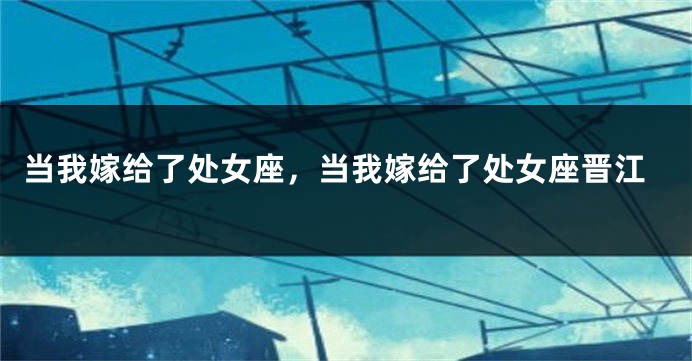 当我嫁给了处女座，当我嫁给了处女座晋江