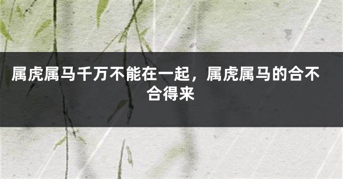 属虎属马千万不能在一起，属虎属马的合不合得来