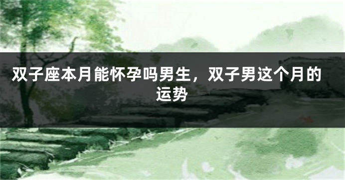 双子座本月能怀孕吗男生，双子男这个月的运势