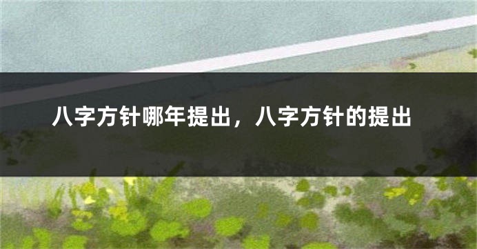 八字方针哪年提出，八字方针的提出