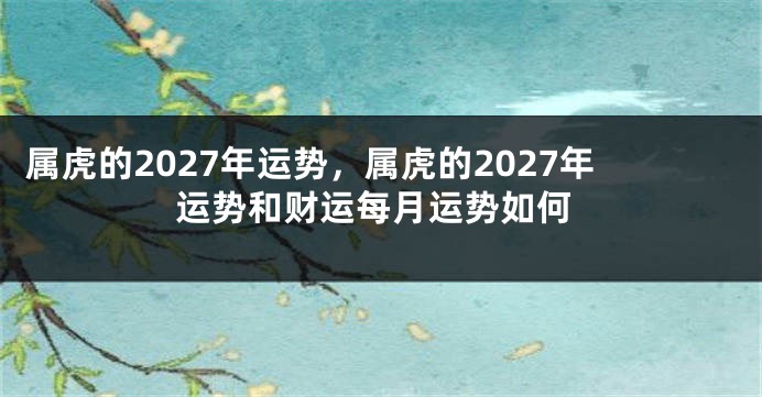 属虎的2027年运势，属虎的2027年运势和财运每月运势如何