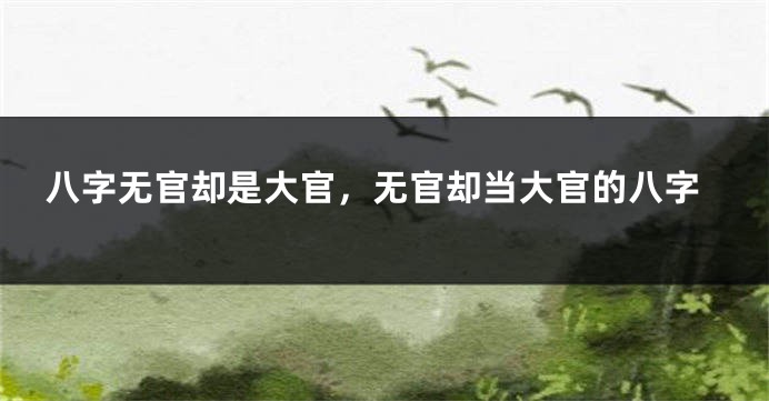 八字无官却是大官,无官却当大官的八字