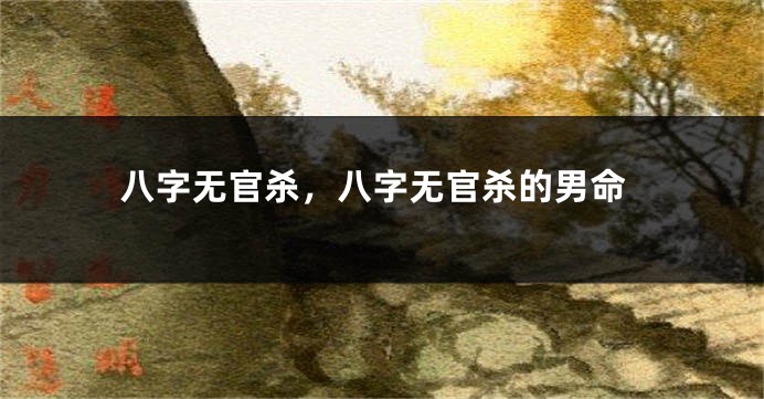 八字无官杀，八字无官杀的男命