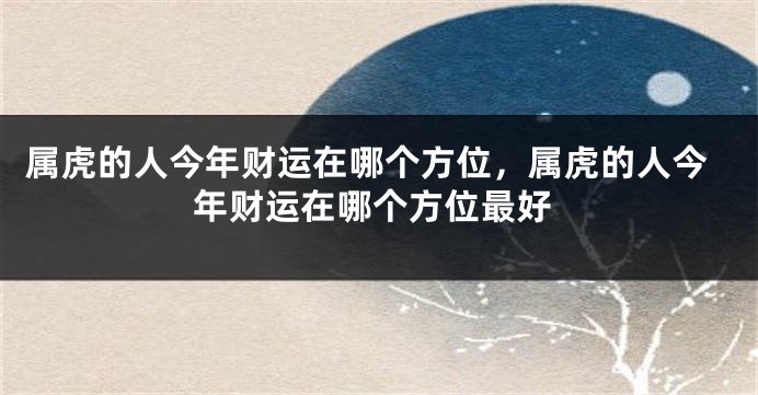 属虎的人今年财运在哪个方位，属虎的人今年财运在哪个方位最好