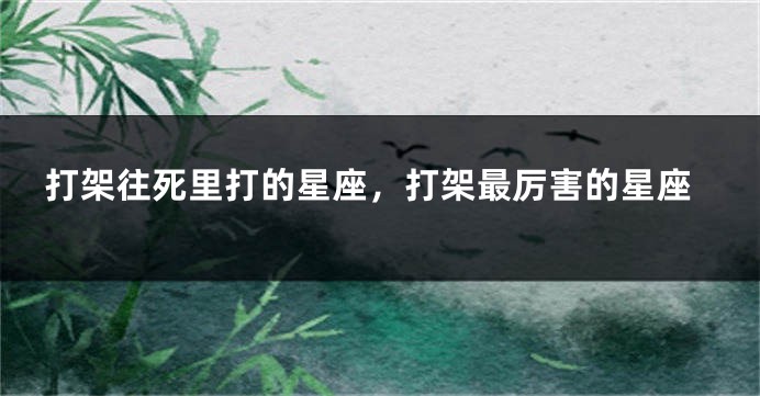 打架往死里打的星座，打架最厉害的星座
