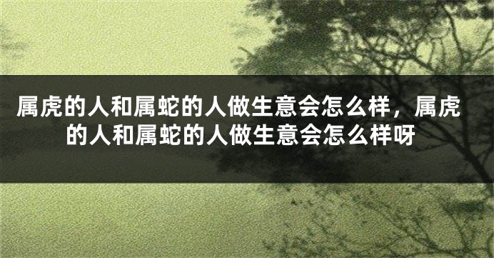 属虎的人和属蛇的人做生意会怎么样，属虎的人和属蛇的人做生意会怎么样呀