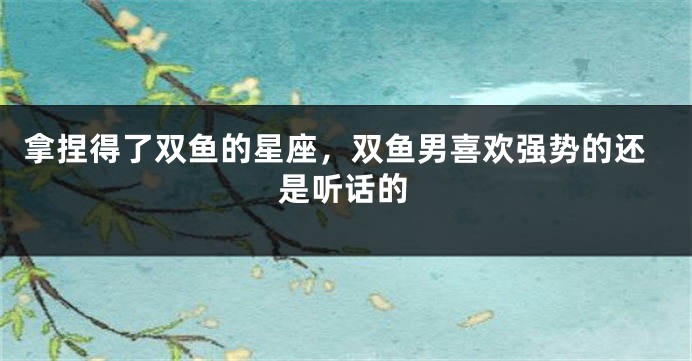 拿捏得了双鱼的星座，双鱼男喜欢强势的还是听话的