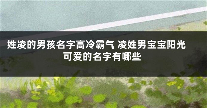 姓凌的男孩名字高冷霸气 凌姓男宝宝阳光可爱的名字有哪些