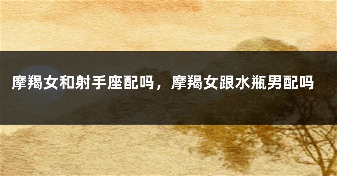 摩羯女和射手座配吗，摩羯女跟水瓶男配吗