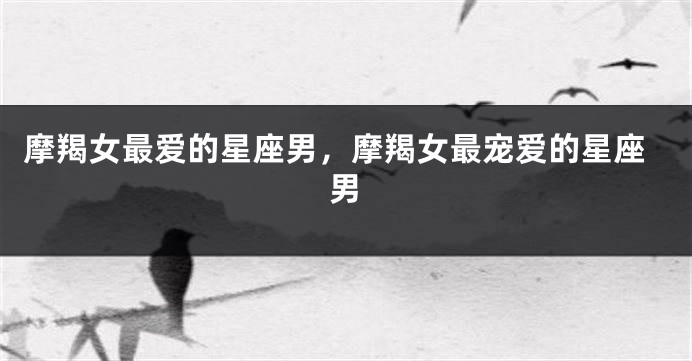 摩羯女最爱的星座男，摩羯女最宠爱的星座男