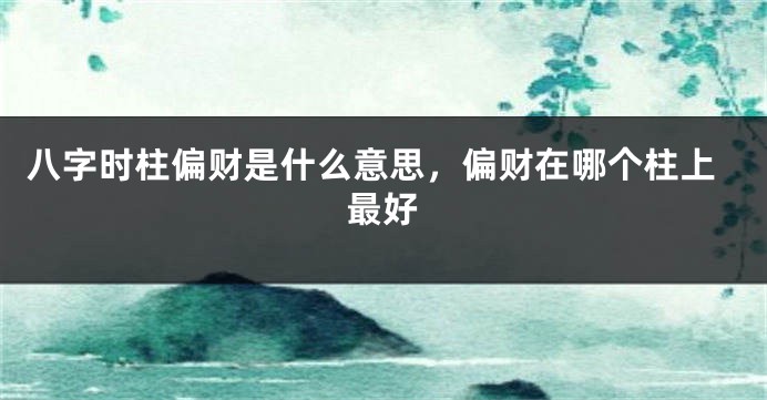 八字时柱偏财是什么意思，偏财在哪个柱上最好