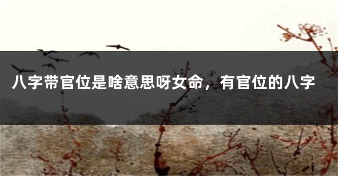 八字带官位是啥意思呀女命，有官位的八字