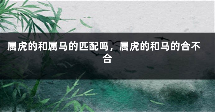 属虎的和属马的匹配吗，属虎的和马的合不合