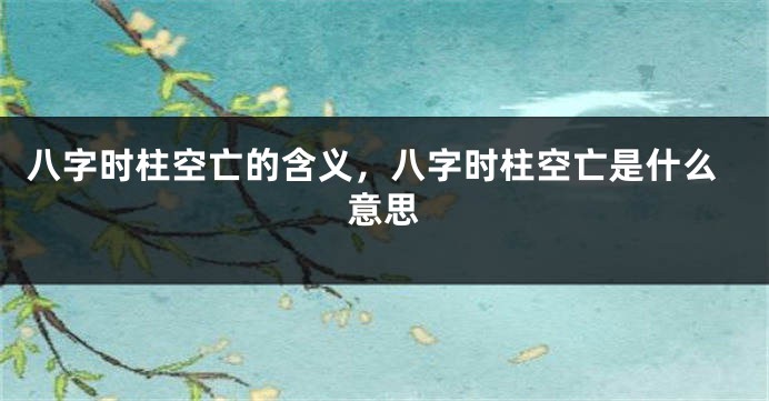 八字时柱空亡的含义，八字时柱空亡是什么意思