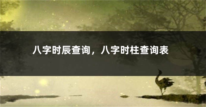 八字时辰查询，八字时柱查询表