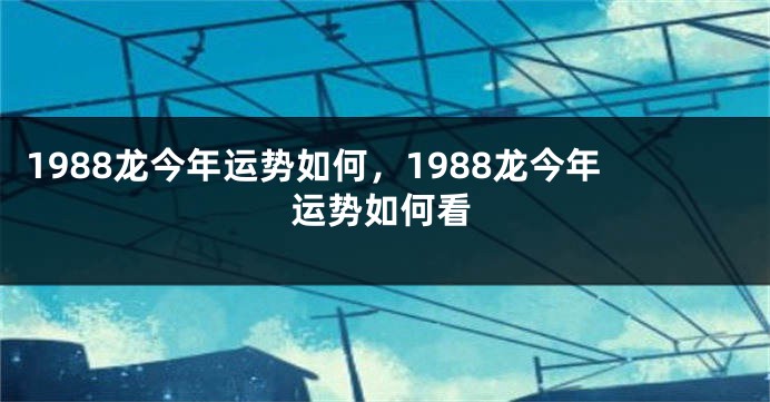 1988龙今年运势如何，1988龙今年运势如何看